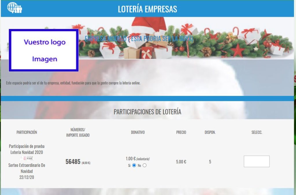 Espacio web para loteria de empresas y entidades.